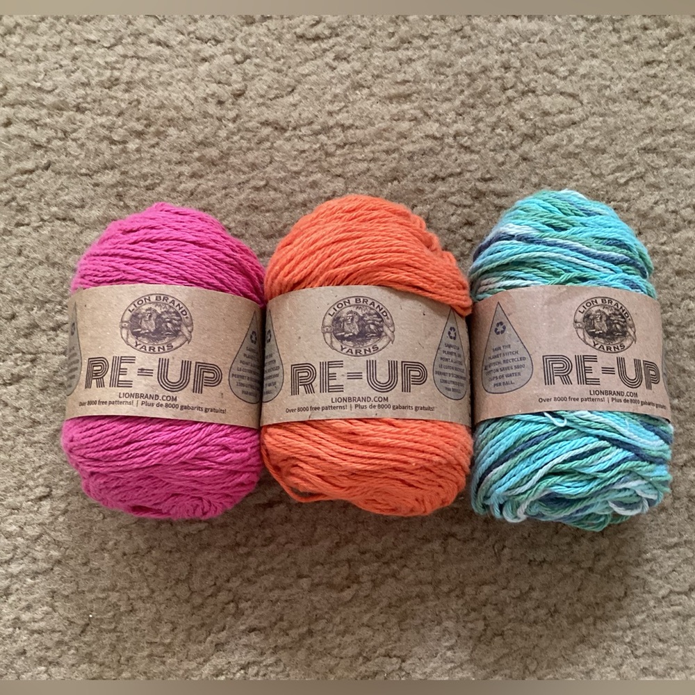 3 Skeins Lion Brand Re-Up Yarn- NEW.